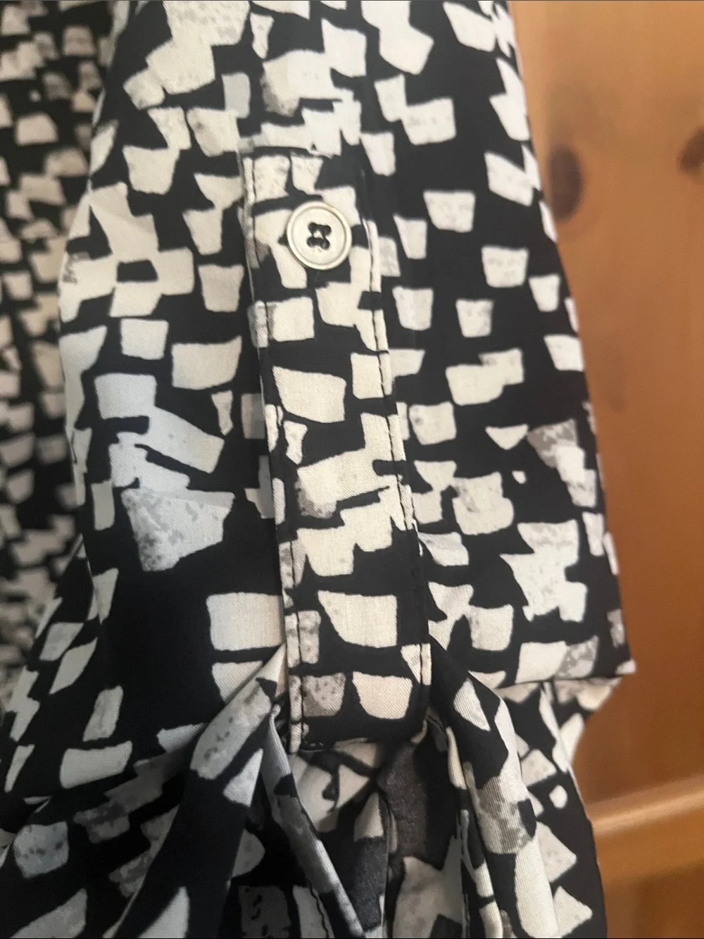 NY Collection Black and White Printed Midi Dress